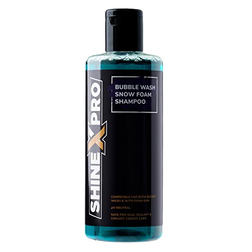 ShineXPro 300mL Car Wash Shampoo Concentrate - pH Neutral, Thick Suds With Shine Enhancing Formula - Bubblewash Car Foam Shampoo That Works With Both Bucket Wash And Foam Cannon