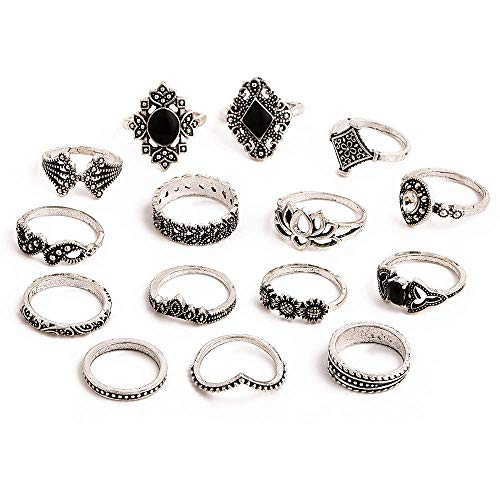 Shining Diva Fashion Oxidised Jewellery Set for Women Latest Stylish Rings for Women and Girls - Set of 15 (11800r)