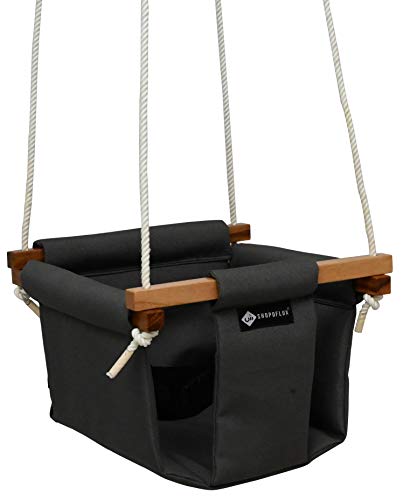 Shopoflux Baby Swing for Indoor and Outdoor Use | Kids Jhula (6 Months To 3 Years, Up To 25 Kg, Grey) - Polyester, 24 Cm