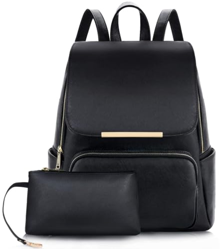 ShopyVid PU Leather Mini Backpack with Pouch for Women & Girls (Black, 7 L)