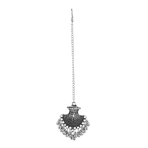 Shreyadzines Ethnic Wedding Bridal Garba Navratri Sale Oxidized Silver Maang Tikka Tika Jewellery for Women and Girls (Silver7)