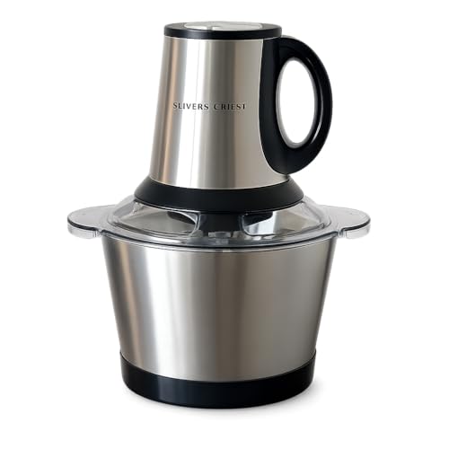Silver Crest 800W Electric Food Chopper 2L Stainless Steel Food Processor with 4 Sharp Blades, 3-Speed Control, Multipurpose Kitchen Mixer for Meat, Onion, Garlic, Nuts & Smoothies