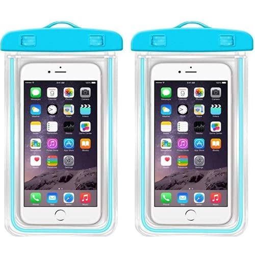 SKADIOO Polyvinyl Chloride Waterproof Mobile Cover Pouch Case for iPhone Xs Max XR XS X 8 7 6S 6 Plus Moto up to 6.5 inches, Transparent (Pack of 02)