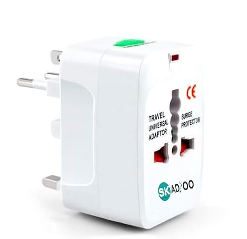 SKADIOO Universal Charger Adapter | 2 Years Warranty, 240V | Universal Travel Adapter All in One, International Travel Adapter for 150+ Countries, Ideal for Worldwide Travel (White, Set of 1)