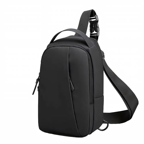SKAIV Sling Crossbody Bag for Men Women, Mini Waterproof Backpack Shoulder Daypack Mini Anti-Theft Cross Body Chest Bags With USB Charger Port for Casual Travel Hiking Outdoor Sports (Black)