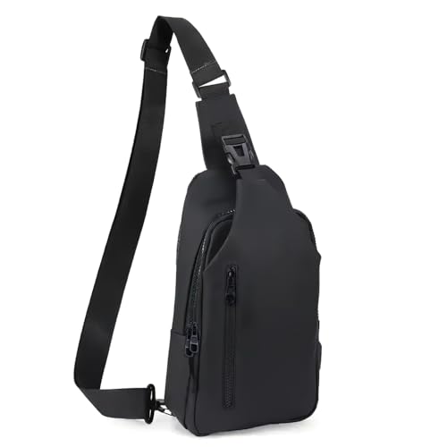 SKAIV Sling Crossbody Bag for Men Women, Mini Waterproof Backpack Shoulder Daypack Mini Anti-Theft Cross Body Chest Bags With USB Charger Port for Casual Travel Hiking Outdoor Sports (Style-4 Black)