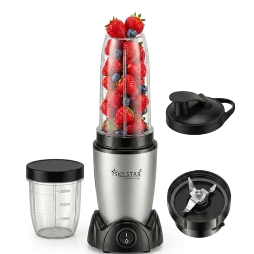 SKYSTAR Blendo 2 Jar Bullet Nutri 750 W Juicer Mixer Grinder For Smoothies, Juice and Protein Shake (2 Jar Blender Nutri | Silver) 4 Year Warranty