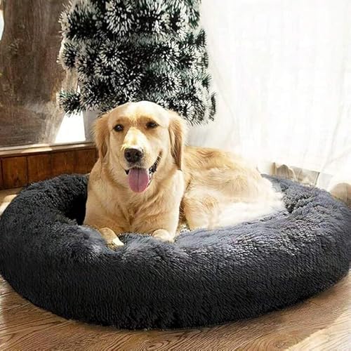 Small Black Dog Bed – Round Washable Pet Bed for Dogs & Cats, Soft Comfortable Cushion, Durable All-Season Puppy Sleeping Nest