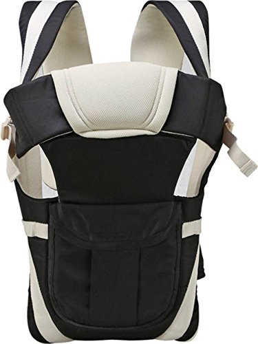 Smilecasters Adjustable Handsproof 4-in-1 Baby Carrier with Comfortable Head Support & Buckle Straps - Black