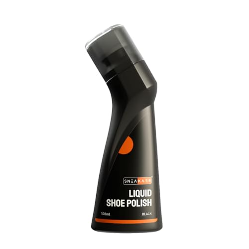 SNEAKARE Liquid Shoe Polish, 100 ml – Water-Based Formula with Spill-Proof Applicator (Pack Of 1, Black)