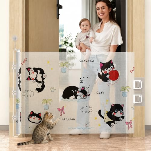 SNOWIE SOFT® Retractable Baby Gate Extra Wide Mesh Safety Gate One Hand Operation for Doorways Stairs Hallways Indoor Outdoor Use