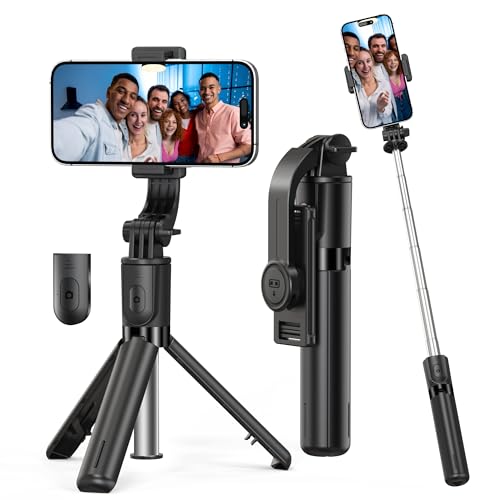 Sounce 3-in-1 Foldable Tripod Selfie Stick with Detachable Wireless Remote | Lightweight & Portable Phone Tripod | Compatible with iPhone & Android Smartphones | for Vlogging, Selfies & Photography