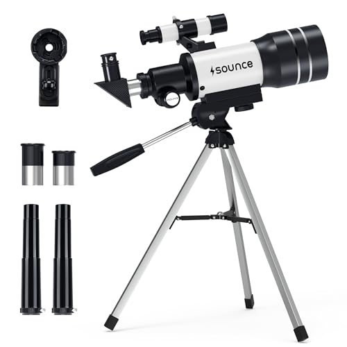 Sounce 70mm Astronomical Telescope 150X Zoom Refractor, Black