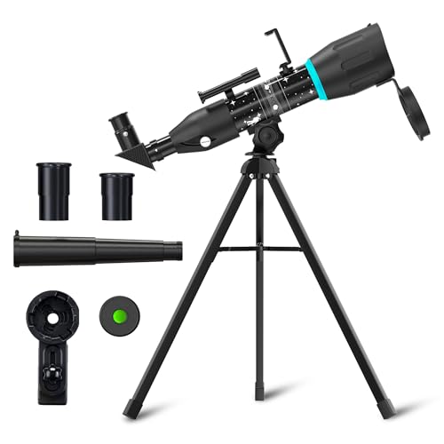 Sounce StellarScope Astronomical Land and Sky Refractor Telescope with 96x Zoom, Fully Multi Coated Glass Optics, Alt Az Mount, Beginners to Explore Moon, Planets, Stars and Deep Sky Objects (Black)