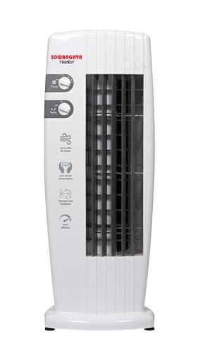 SOWBAGHYA Trendy Bladeless Tower Fan | Whisper-Quiet Operation | 3-Speed Settings | 2-Way Auto Air Deflection | High Air Delivery | Compact for Home & Office | 1 Year Warranty