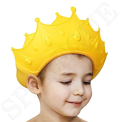 SPAREQUE Baby bath Shower Cap,Bath Visor hat for Eye and Ear wash Protection,Adjustable Silicone Bathing Crown Waterproof Shampoo hat for Washing Hair, Shower Bathing Protection Bath Cap for Toddler, Baby, Kids, Children(MULTI COLOUR)