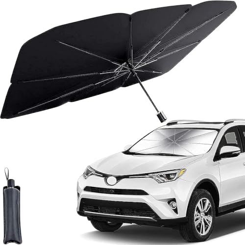 SR Car Windshield Sun Shade Protector- Foldable Car Shades for Windows, 3 Layers UV Block Umbrella, Front Window Heat Insulation Car Accessories for SUV, Hatchback, Sedan (Medium Size)