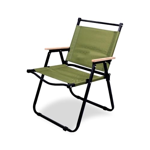 STAR WORK Portable Foldable Chair Outdoor Furniture Compact Chair Aluminum with Armrests for Travel Camping, Fishing Picnic, Ultralight Low Beach Concert Camping Folding Chair (Green, Medium)