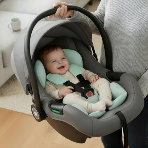 StarAndDaisy 2-in-1 Carry Cot for Newborn Baby/Infant car seat with Adjustable Handle, 3-Point Safety Belt & Removable Canopy/Portable Baby Cot/Baby Car Seat for 0–2 Years - Green