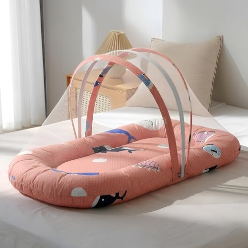 StarAndDaisy 3 in 1 Baby Mosquito net for Sleeping - Newborn Baby, Infant Mosquito net for Baby/Soft and Comfortable Bed for 0-12 Months/Washable Cotton Design -Shark Print