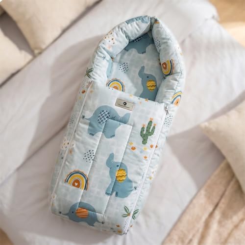 StarAndDaisy 3 in 1 Baby Sleeping Bag for New Born, Baby Bedding Set, Washable & Foldable Cotton Design Godari, Toddlers Bed, Baby Bedding, Baby Mattress, Cradle Bed (Elephant Print)