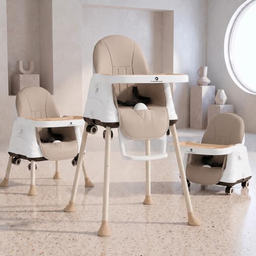 StarAndDaisy 3-in-1 Multifunctional Baby High Chair with Adjustable Double Tray, 3-Point Safety Harness, Convertible Booster Seat & Kids Chair, Steel Frame, Feeding Chair for Babies & Toddlers
