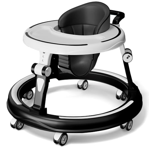 StarAndDaisy 360° Baby Walker for Kids 6-24 Months - Adjustable Height, Multi-Functional, Anti-Rollover & Foldable Design for Baby Boys & Girls (Black)