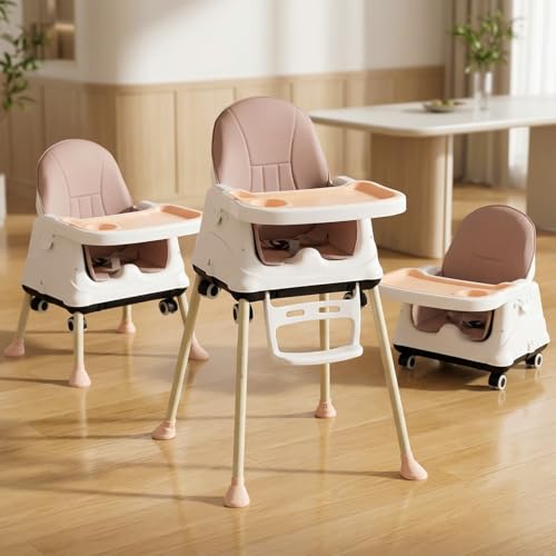 StarAndDaisy High Chair for Baby/Baby Feeding Chair for 0 to 5 Years with 4 in-1 Multifunctions/High Chair with Height Adjustable,Wheels, Detachable Tray & 3-Point Safety Belt.