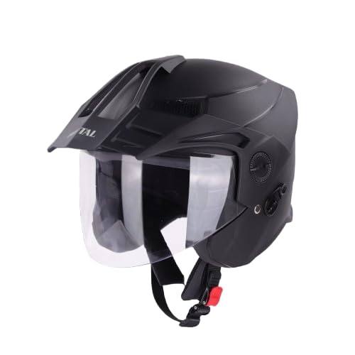 Steelbird SBH-23 Brutal ISI Certified Open Face Helmet (Dashing Black, L)