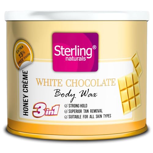 Sterling Naturals White Chocolate Hair Removal Wax for Women | Removes Tan & Dead Skin | Quick & Easy Hair Removal Wax | Suitable for All Skin Types | Use on Arms, Legs, Underarms & Bikini Area, 230g