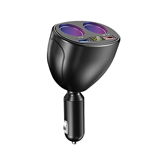 STHIRA® Car Charger, 120W Car Cigarette Lighter Splitter with QC3.0 & 3.1A USB Ports 12V/24V Car Charger Car Lighter Adapter with LED Voltage Display Car Charger Fast Charging for GPS Dash Cam