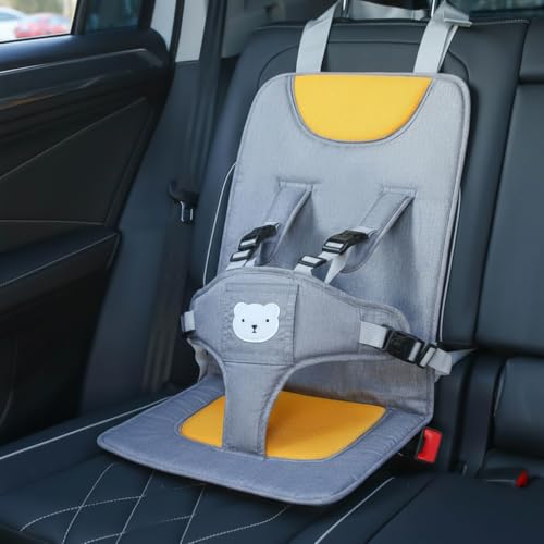 STHIRA® Car Seat for Baby 0 to 5 Years Old, Portable Booster Child Car Seat Cushion with Safety Harness, Padded Travel Toddler Booster Seat, Anti-Slip Base, Headrest Hanging Safety Seat