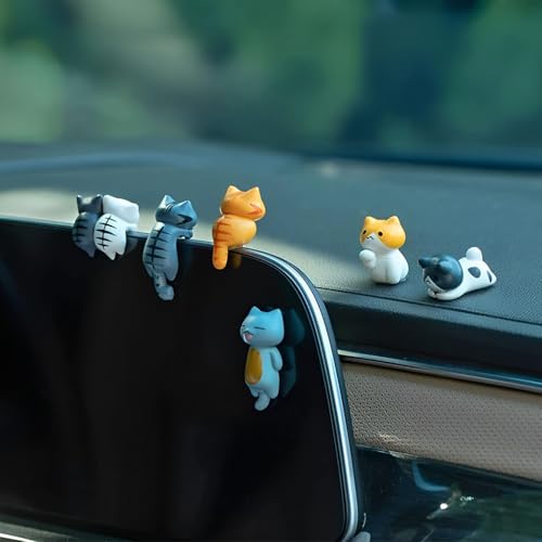 STHIRA® PVC Cat for Car Dashboard Charms 6 Pcs Compatible with Tesla