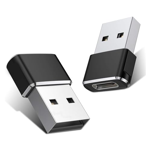 Storite 2 Pack Mini USB 3.1 Type C Adapter for Data Sync,Type C Female to USB A Male Charging Cable Adapter Converter Compatible Laptops,Car,Chargers,PC-Black