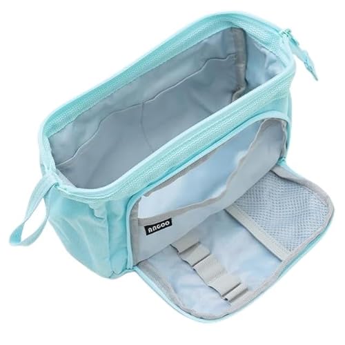 Storite Canvas Pencil Case, Handheld Pen Pouch, Pencil Case for Kids, Large Capacity Pencil Pouch with Zipper, Portable Stationery Storage Pouch for School - Light Blue
