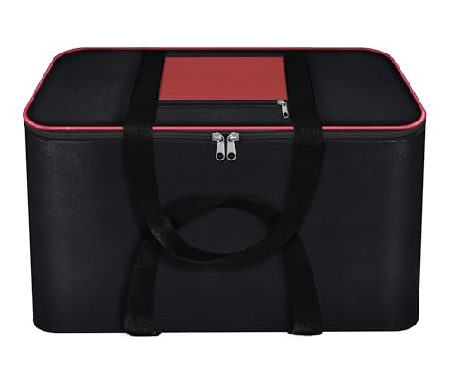 Storite Nylon Big Underbed Storage Bag Moisture Proof Cloth Organiser with Zippered Closure and Handle(BlackRed, 54x46x28cm) Rectangular