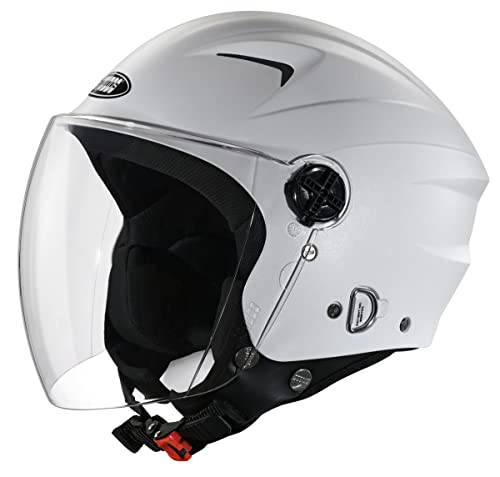 STUDDS RAY ISI Certified Open FACE Helmet for Men and Women with D - Ring Lock (White-L)