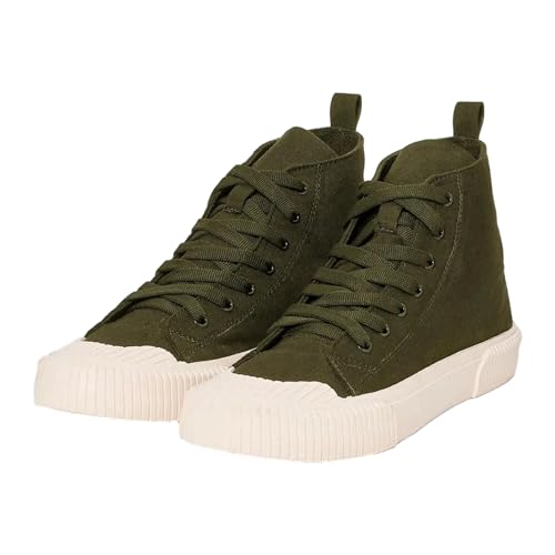 Styli Men's Hi-Top Canvas Lace Up Sneakers (Olive,7)