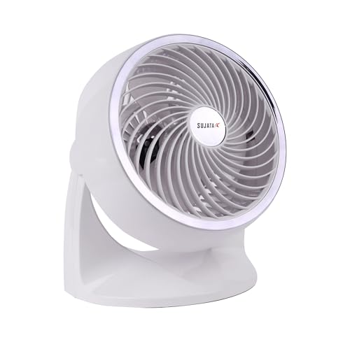 Sujata Table Fan for Home | 2100 RPM, 2 Years Warranty | Small Table Fan High Speed for Home, 180 mm Compact Fan with Balanced Blades, Adjustable Tilt, Portable (SAP1800 HS - White)