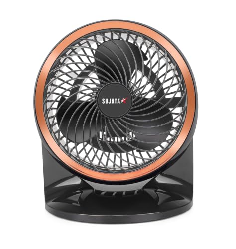 Sujata Table Fan for Home | 2100 RPM, 2 Years Warranty | Small Table Fan High Speed for Home, 180 mm Compact Fan with Balanced Blades, Adjustable Tilt, Portable (SAP1800HS - Black)