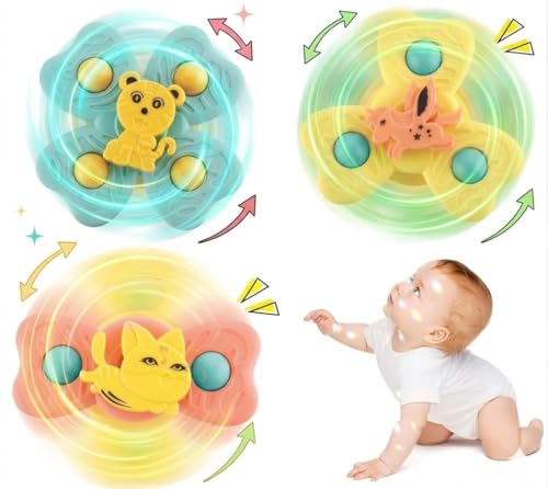 Supreme Deals® Spinning Bath Toy 3Pcs Silicone Suction Cup Base Sensory Waterproof Bath Spinner Bath Sticks to Rotating Learning Baby Smooth Surface Chair Tray for Kids (3Pcs)