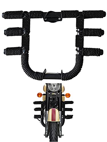 SupremeChoice Bullet Saftey Leg Guard With Rope Airfly 3 Rod Leg Crash Guard Black for Royal Enfield Bullet Classic 500