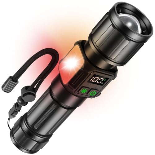 Svoko Torch Light High Power Rechargeable, IP67 Waterproof Led Charging Flashlight High Beam 2km Long Range with 9 Light Modes, Magnetic, Adjustable Portable Powerful Torchlight for Camping, Outdoor