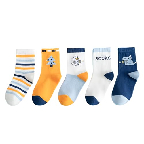 SYGA 5 Pairs Baby Girl & Baby Boy Socks, Toddlers Infant Cotton Stretch Crew Socks with Theme Design, Suitable for 2-5 Years baby