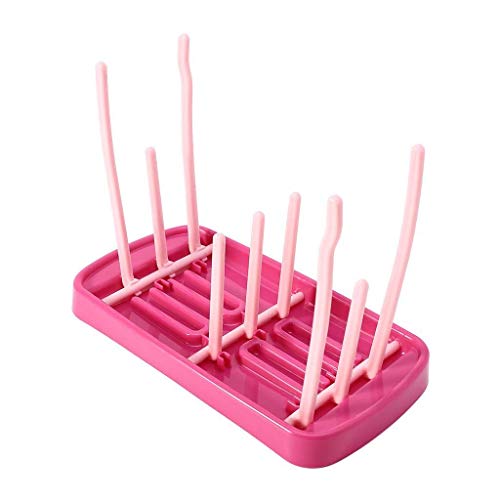 SYGA Foldable Baby Bottle Drying Racks Plastic Feeding Cup Nipple Storage Shelf Stand Holder (Pink), 1 Piece