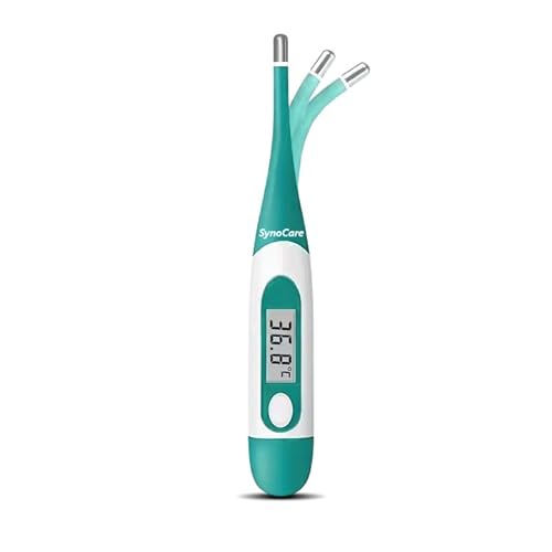 SYNOCARE Waterproof Flexible Digital Thermometer, Quick & Instant Measurement of Oral & Underarm with Accurate Temperature in Celsius & Fahrenheit | Thermometer for Adults, Kids & Babies (Pack of 1)