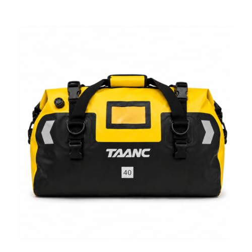 TAANC 40L Waterproof Motorcycle Tail Bag for Bike Touring, Adventure Riding, Camping & Travel | Universal Rear Seat Luggage | Terra Series Yellow Black | Multi-Use Luggage Storage Utility Bag