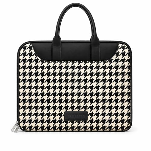 Tabelito Designer Printed Laptop Sleeve for Women (13–15.6 Inch) | Jute & Vegan Leather Office Handbag | Lightweight Stylish Work Bag with Handle