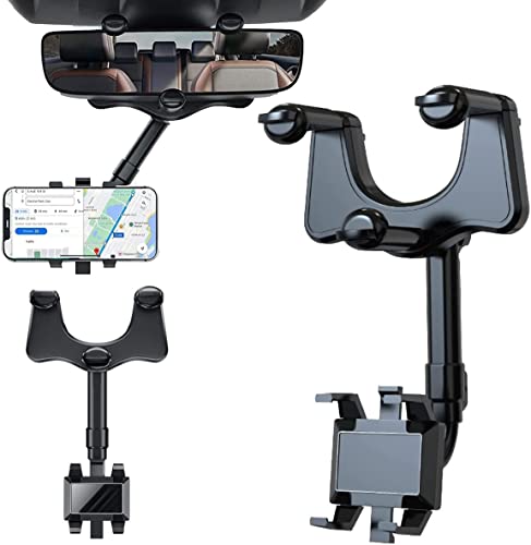 TBONEEY Universal Mobile Auto Car Phone Holder, 360° Rotatable & Retractable, Adjustable for GPS Rearview Mirror, Compatible with Phones 3-7 Inches