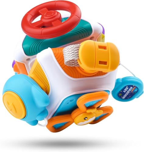 TEC TAVAKKAL 10 in 1 Activity Busy Cube Board Learning Toys Montessori Sensory Toy Toddler 1-3 Infant Car Seat Plane Travel Kids Educational Activity Cube Toy (Activity Cube RT1602)